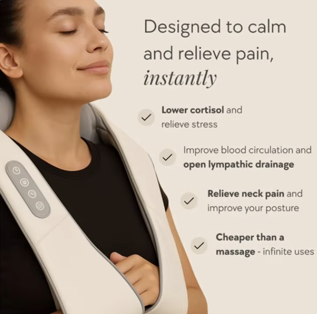 ZenKnead™ Pro 26W Deep Tissue Neck & Shoulder Massager – Wireless Shiatsu Back Pain Relief
