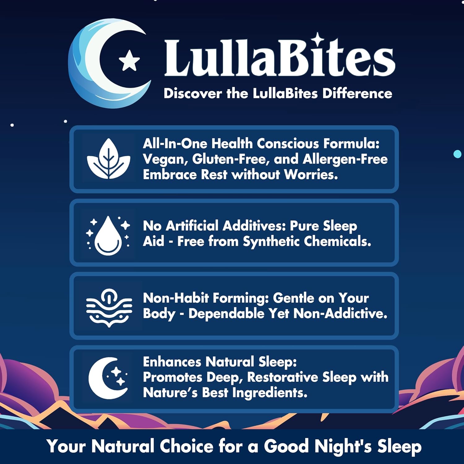 LullaBites Natural Sleep Gummies | Halal, Kosher & Vegan | Melatonin-Free Strawberry | 60 Gummies